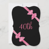 Invitation Rubans de satin rose élégants 40e anniversaire (Devant)