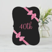 Invitation Rubans de satin rose élégants 40e anniversaire (Debout devant)