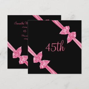 Invitation Rubans de satin rose élégants 45e anniversaire