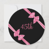 Invitation Rubans de satin rose élégants 45e anniversaire (Devant)