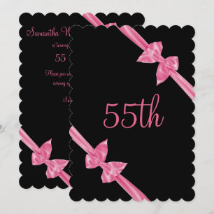 Invitation Rubans de satin rose élégants 55e anniversaire