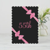 Invitation Rubans de satin rose élégants 55e anniversaire (Debout devant)