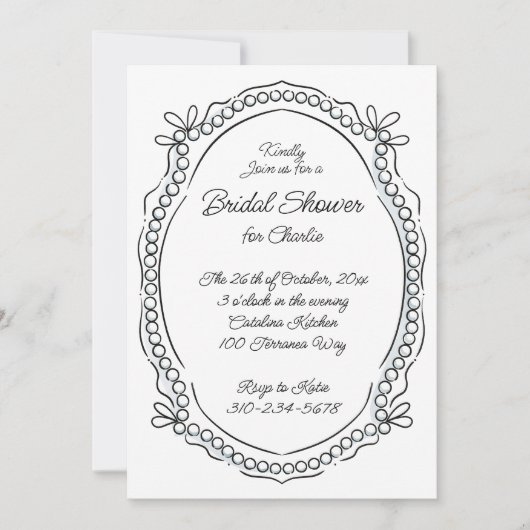 Invitation Rubans en stylo et en encre et perles Alt Texte (Devant)