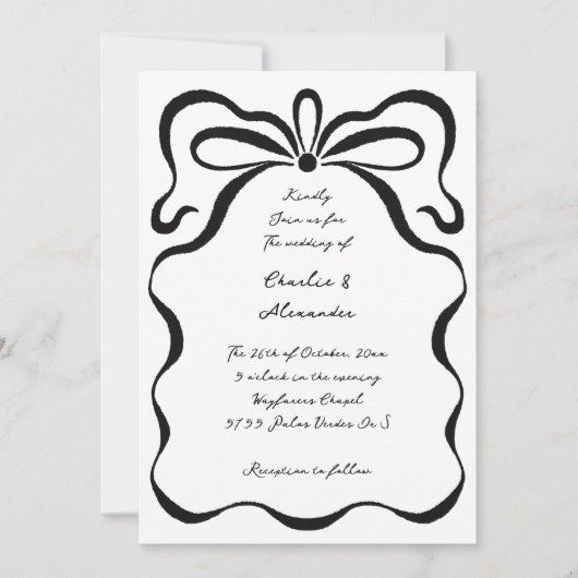 Invitation Rubans encastrés et bow (Devant)