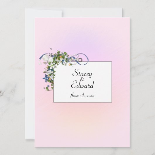 Invitation Rubans et bulles de Starfish rose (Dos)