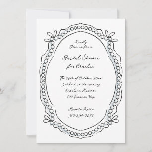 Invitation Rubans et perles en stylo et en encre