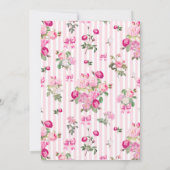 Invitation Rubans et rayures roses coquettes vintage (Dos)
