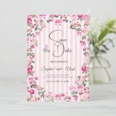 Invitation Rubans et Roses Roses Coquettes Rose Vintage (Debout devant)