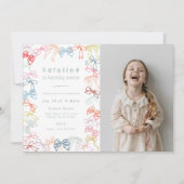 Invitation Rubans et vaches Photo Girls Fête d'anniversaire (Devant)