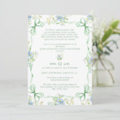 Invitation Rubans Green Bows & Baby shower de cadre Floral (Debout devant)