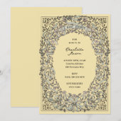 Invitation Rubans jaunes et Baby shower Rose (Devant / Derrière)