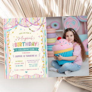 Invitation Rubans Magiques Anniversaire Photo Colorée