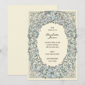 Invitation Rubans rose et bleu et Fête des mariées Rose (Devant / Derrière)