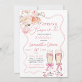 Invitation Rubans Roses Coquette Pétales et Prosecco (Devant)