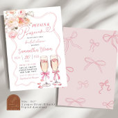 Invitation Rubans Roses Coquette Pétales et Prosecco