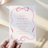 Invitation Rubans roses et vaches Baby shower fille