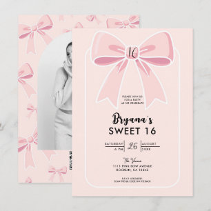 Invitation Rubans roses mignon coquette cottage chic Sweet 16