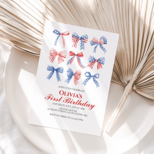 Invitation Rubans Rouges, Blancs et Bleus quatrième anniversa