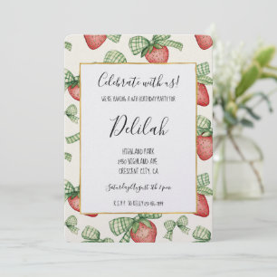 Invitation Rubans verts de fraise Anniversaire