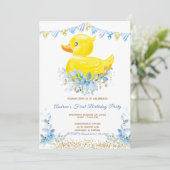 Invitation RUBBER DUCK GARÇON Premier anniversaire (Debout devant)