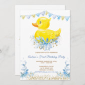 Invitation RUBBER DUCK GARÇON Premier anniversaire (Devant / Derrière)