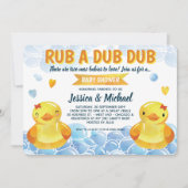 Invitation Rubber Duck Girls Twins Baby shower (Devant)