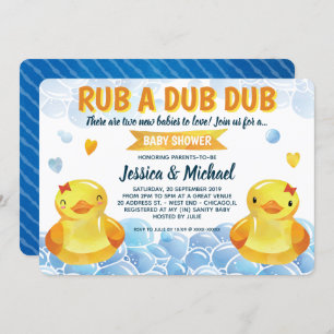 Invitation Rubber Duck Girls Twins Baby shower