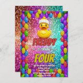 Invitation Rubber Duck personnalisable caractère d'anniversai (Devant / Derrière)