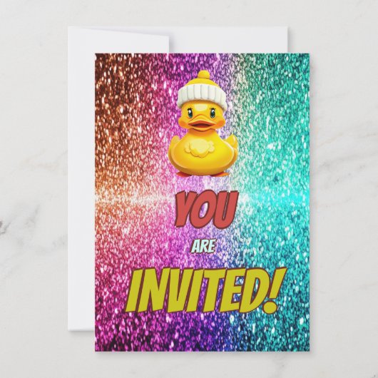 Invitation Rubber Duck personnalisable caractère d'anniversai (Dos)