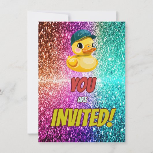 Invitation Rubber Duck personnalisable caractère d'anniversai (Dos)