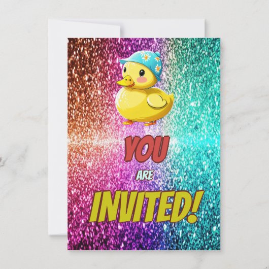 Invitation Rubber Duck personnalisable caractère d'anniversai (Dos)