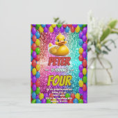 Invitation Rubber Duck personnalisable caractère d'anniversai (Debout devant)