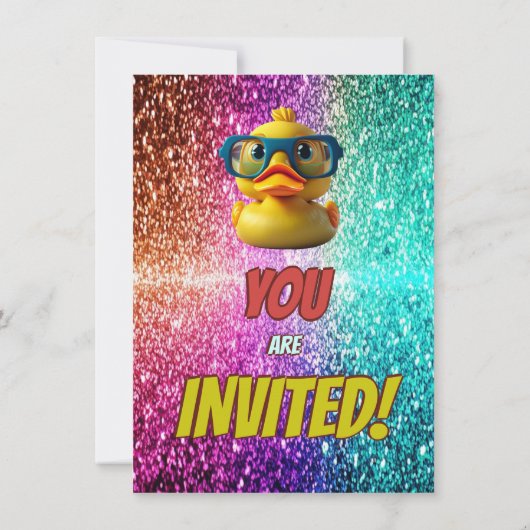 Invitation Rubber Duck personnalisable caractère d'anniversai (Dos)