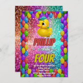 Invitation Rubber Duck personnalisable caractère d'anniversai (Devant / Derrière)