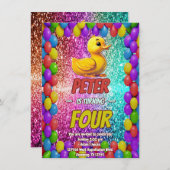 Invitation Rubber Duck personnalisable caractère d'anniversai (Devant / Derrière)