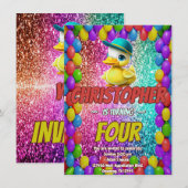 Invitation Rubber Duck personnalisable caractère d'anniversai (Devant / Derrière)