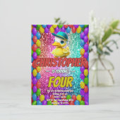 Invitation Rubber Duck personnalisable caractère d'anniversai (Debout devant)