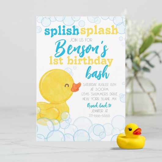 Invitation Rubber Duck Splish Splash Anniversaire