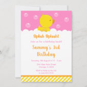 Invitation Rubber Ducky Anniversaire Party Jaune et rose (Devant)