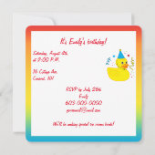 Invitation Rubber Ducky avec fête d'anniversaire Casquette (Dos)