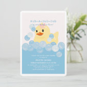 Invitation Rubber Ducky Girl Baby shower rose (Debout devant)