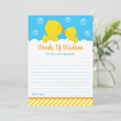 Invitation Rubber Ducky Jaune et Bleu Mots de sagesse (Debout devant)