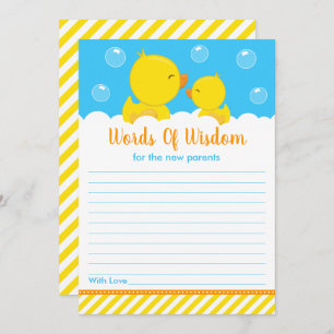 Invitation Rubber Ducky Jaune et Bleu Mots de sagesse
