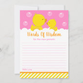 Invitation Rubber Ducky Jaune et rose Mots de sagesse (Devant)