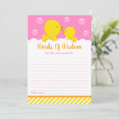 Invitation Rubber Ducky Jaune et rose Mots de sagesse (Debout devant)