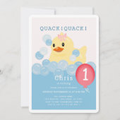 Invitation Rubber Ducky Rose Girl 1er anniversaire (Devant)