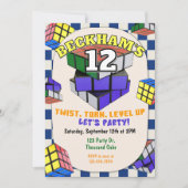 Invitation Rubik's Cube Birthday | Puzzle Cube Party (Devant)