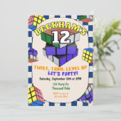 Invitation Rubik's Cube Birthday | Puzzle Cube Party (Debout devant)