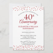 Invitation Rubis Cœurs d'Amour pour les 40 ans (Devant)