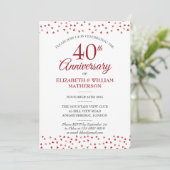 Invitation Rubis Cœurs d'Amour pour les 40 ans (Debout devant)